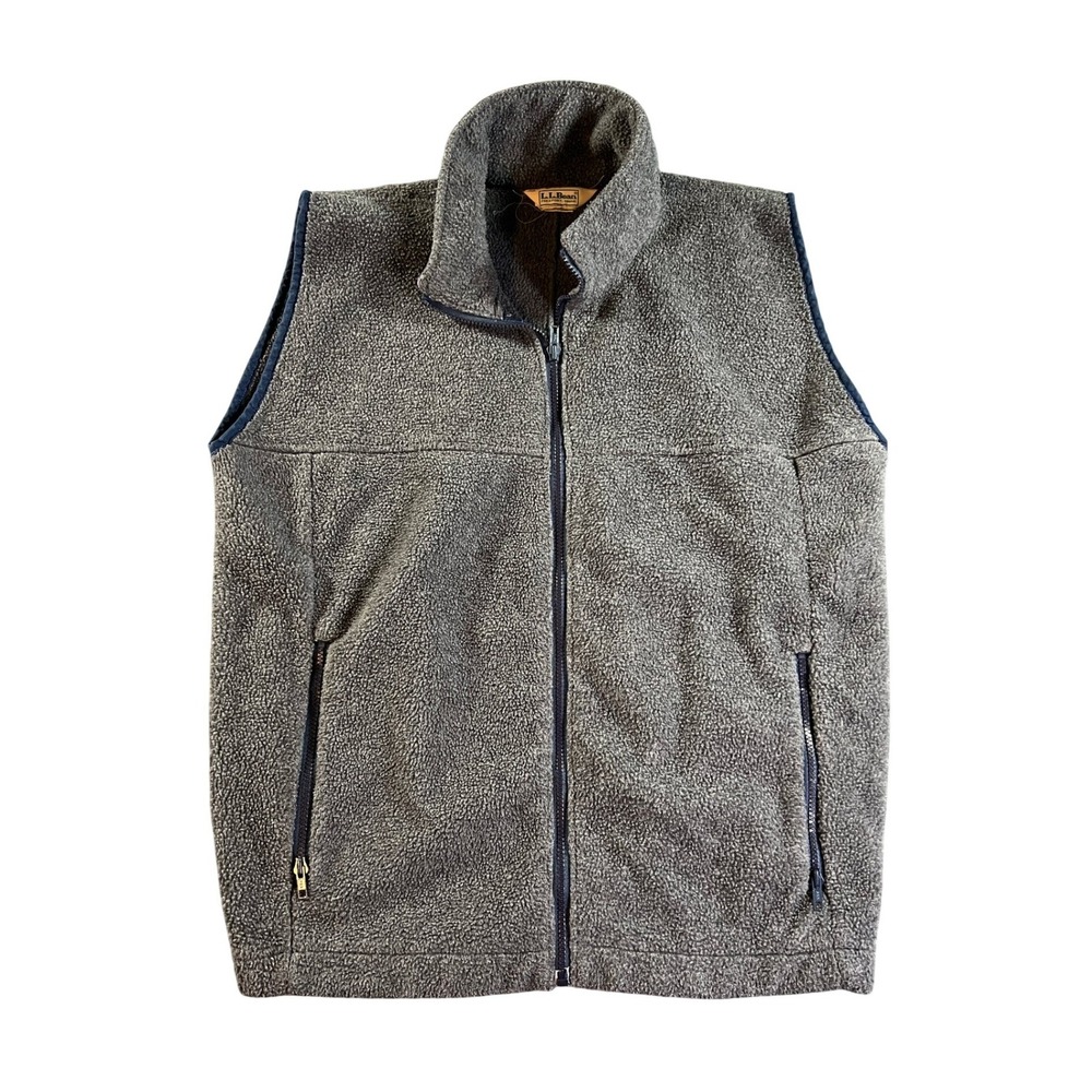 Vintage LL Bean Fleece Vest Mens XL Gray Full Zip Deep Pile Gorpcore Outdoor